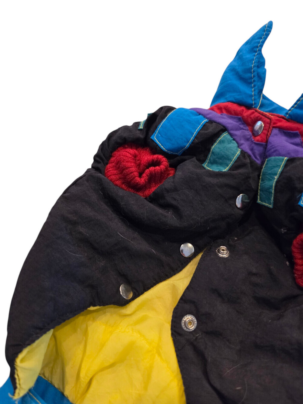 Vtg 1980s Dog Sz S Nylon Windbreaker Jacket Colorful Patchwork by Dallas - Picture 4 of 5